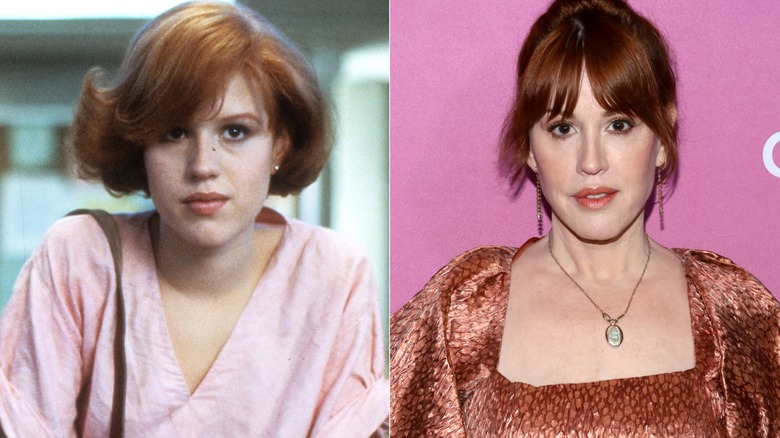 Molly Ringwald in 'The Breakfast Club,' Molly Ringwald in orange patterned dress at event