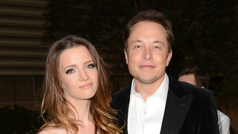 Elon Musk and Talulah Riley posing