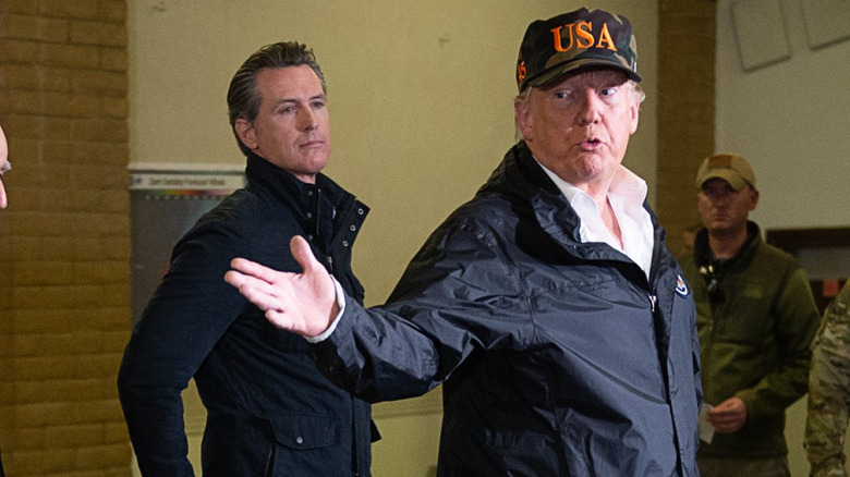 Donald Trump and Gavin Newsom attending an event in California together