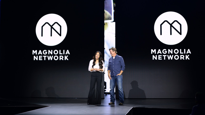 Joanna and Chip Gaines at a Warner Bros. Discovery event