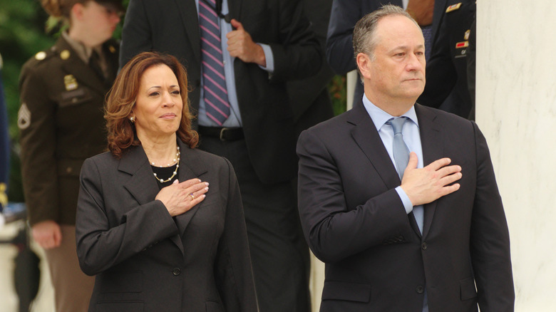 Kamala Harris and Doug Emhoff at a National Memorial Day Observance