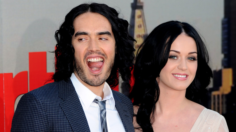 Katy Perry and Russell Brand on a red carpet