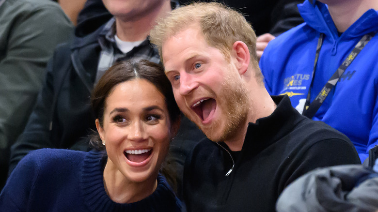 Meghan and Harry make faces at the 2025 Invictus Games.