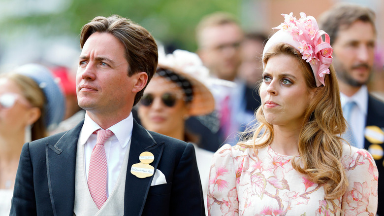 Princess Beatrice and Edoardo Mozzi look serious at 2024 event