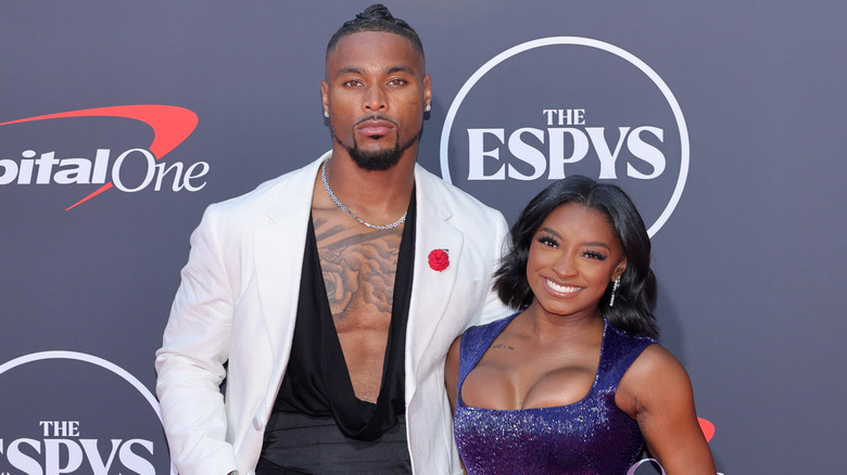 Jonathan Owens and Simone Biles on the red carpet