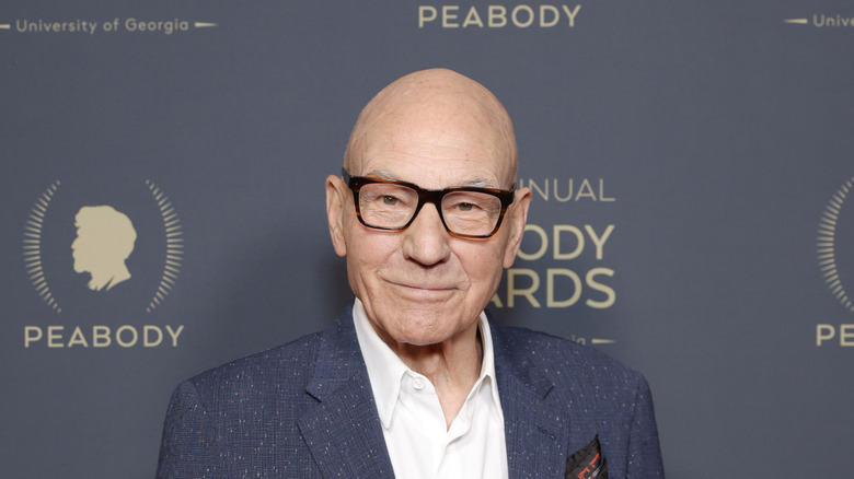 Patrick Stewart smiling at camera