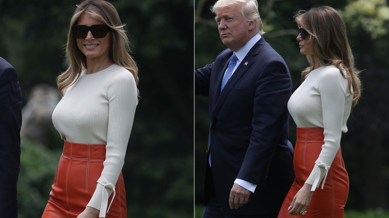 Melania Trump walking with Donald Trump