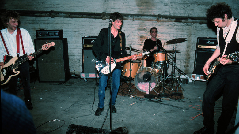 The Replacements performing with their instruments