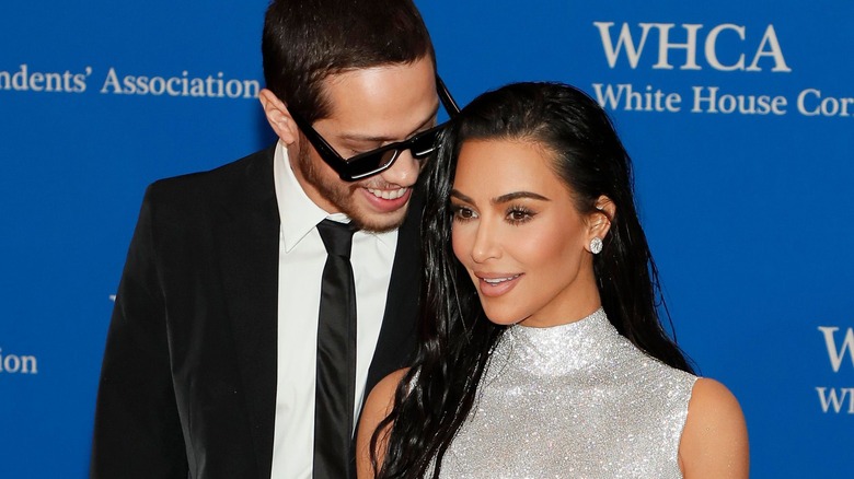Pete Davidson and Kim Kardashian beaming