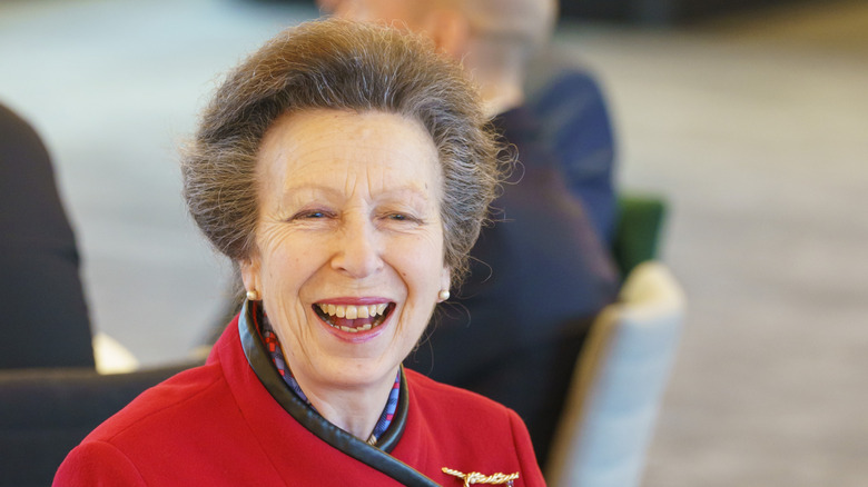 Princess Anne speaks with unpictured guests at a 2024 event
