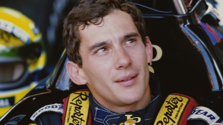 Ayrton Senna in his race car