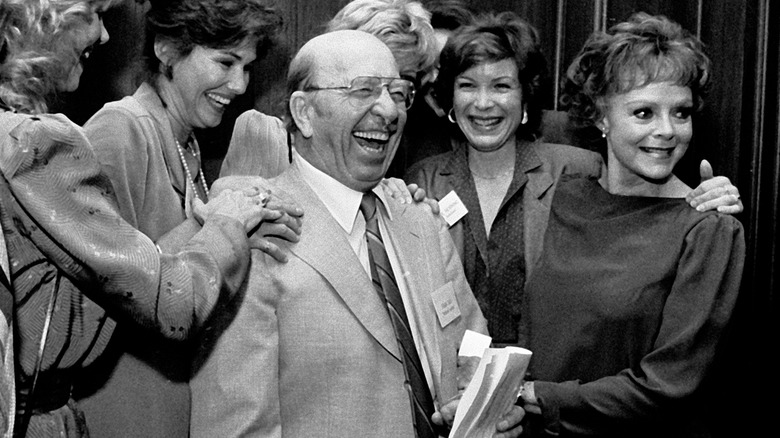 Frank Cady laughing with his "Petticoat Junction" co-stars.