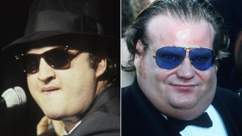 John Belushi, Chris Farley wearing sunglasses