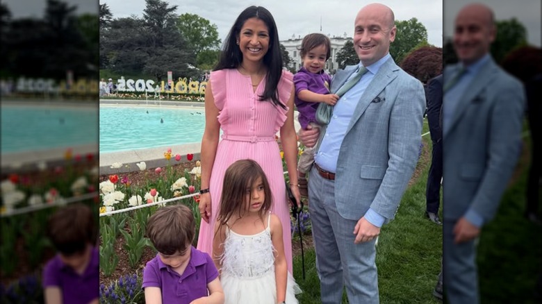 Katie and Stephen Miller with their children at the 2025 Easter Egg Roll.