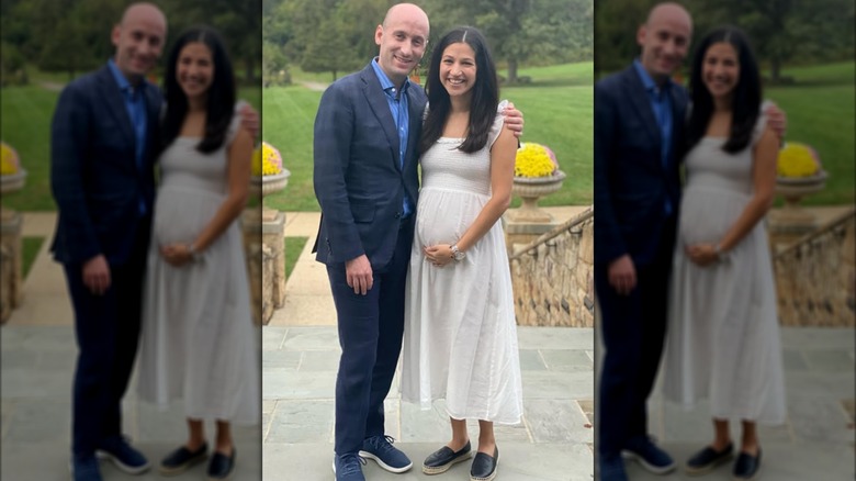 Stephen and Katie Miller posing together on her 30th birthday.