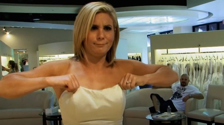 Brandi Passante trying on wedding dress