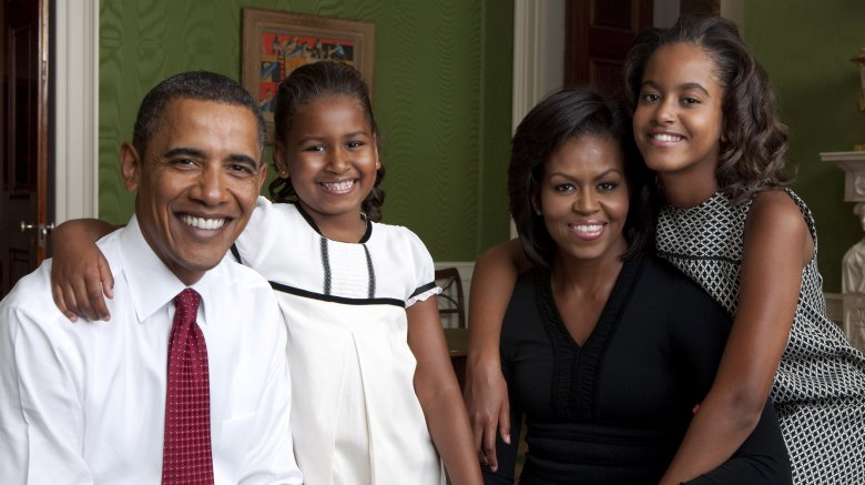 Barack, Sasha, Michelle, and Malia Obama