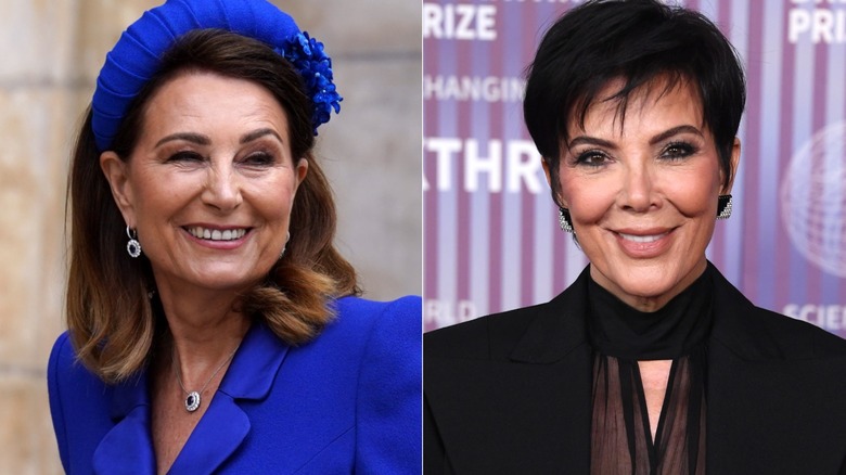 Carole Middleton smiling blue hat, Kris Jenner black hair