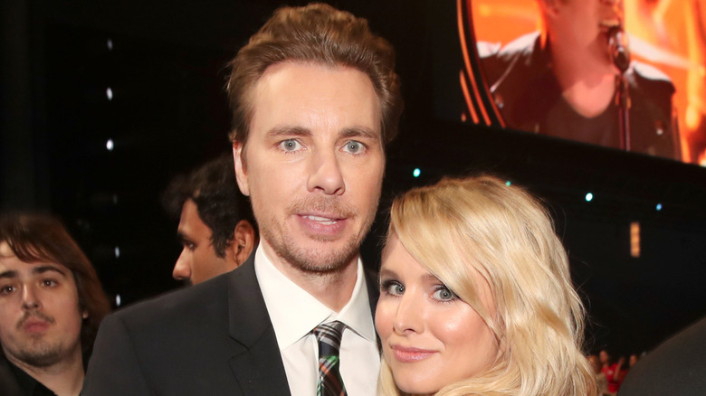 Dax Shepard and Kristen Bell smiling at award show