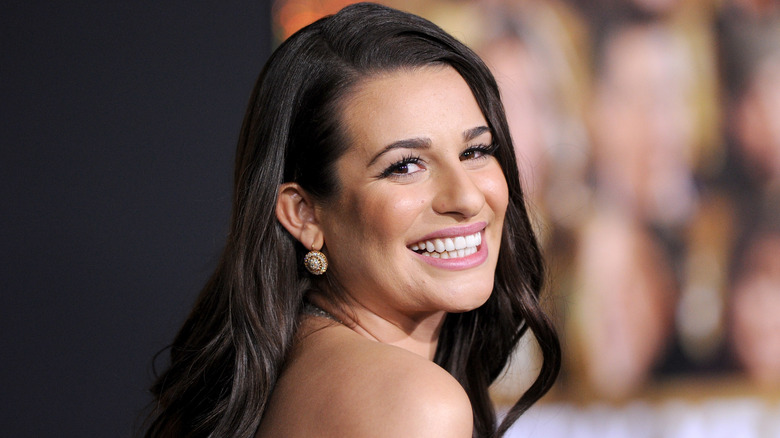 Lea Michele smiling at the premiere of New Year's Eve