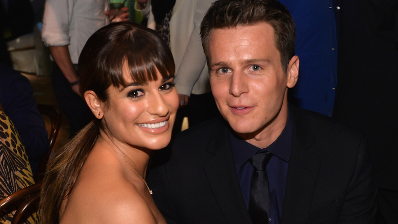 Lea Michele and Jonathan Groff at the after party for the premiere of HBO's Looking