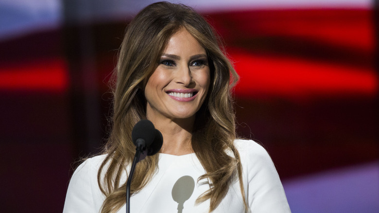 Melania Trump smiling during speech