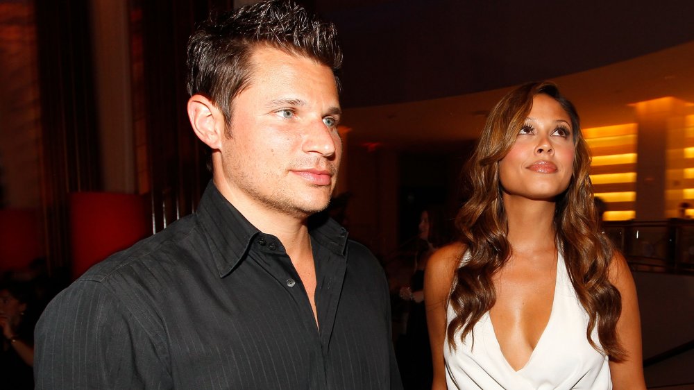 Nick Lachey and Vanessa Minnillo at Super Skins Kick Off Party at Hotel 944 in 2010