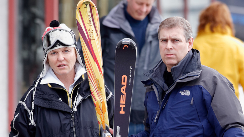 Sarah Ferguson ski cap, Prince Andrew skiing