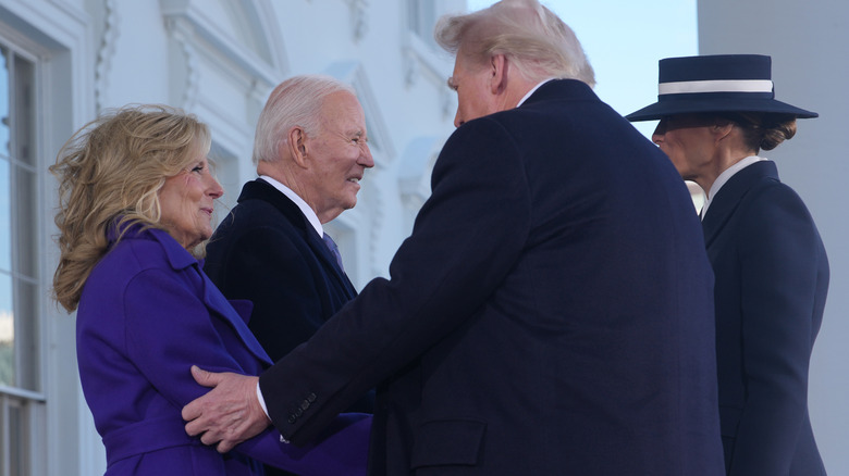 Jill and Joe Biden welcoming Donald and Melania Trump