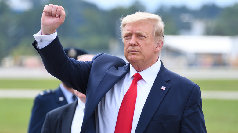 Donald Trump raises his fist