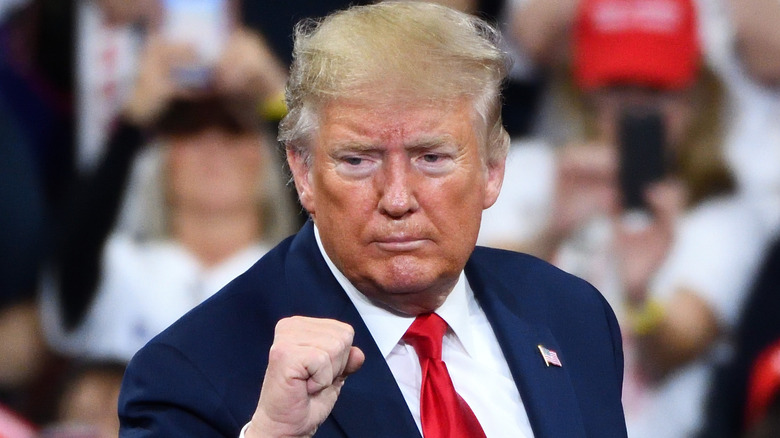 Donald Trump makes a fist