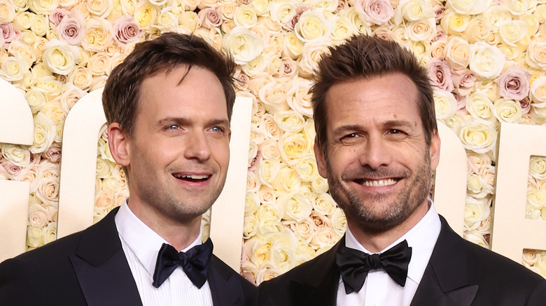 Patrick J. Adams and Gabriel Macht in tuxedos 