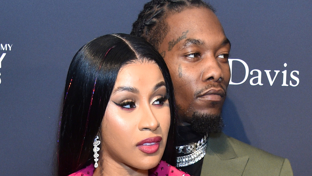 Cardi B and Offset on a red carpet