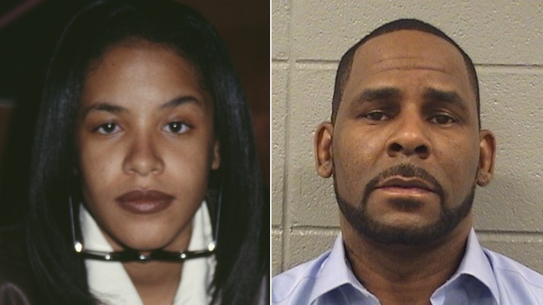 Aaliyah posing / R. Kelly mug shot