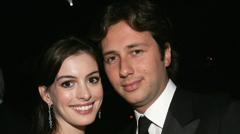 Anne Hathaway and Raffaello Follieri, both smiling