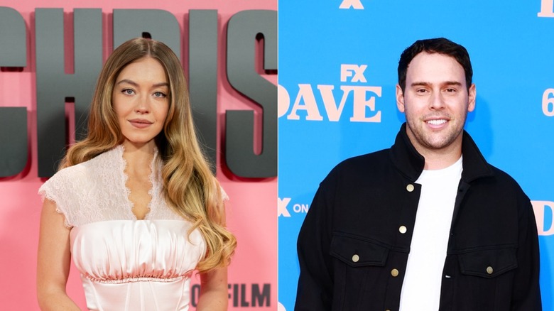 Sydney Sweeney; Scooter Braun smiling