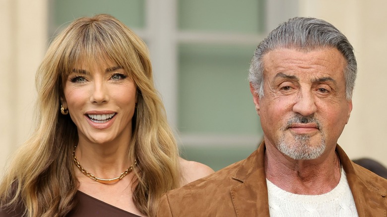 Sylvester Stallone and his wife Jennifer Flavin attending a Ralph Lauren runway show 