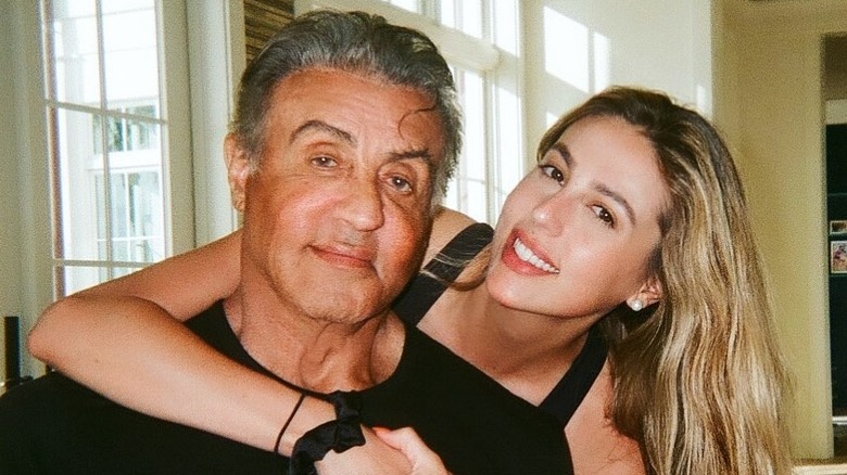 Scarlet Stallone hugging her dad