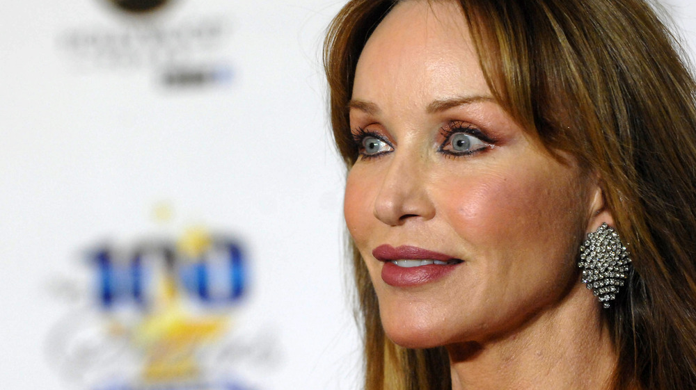Tanya Roberts with diamond earrings