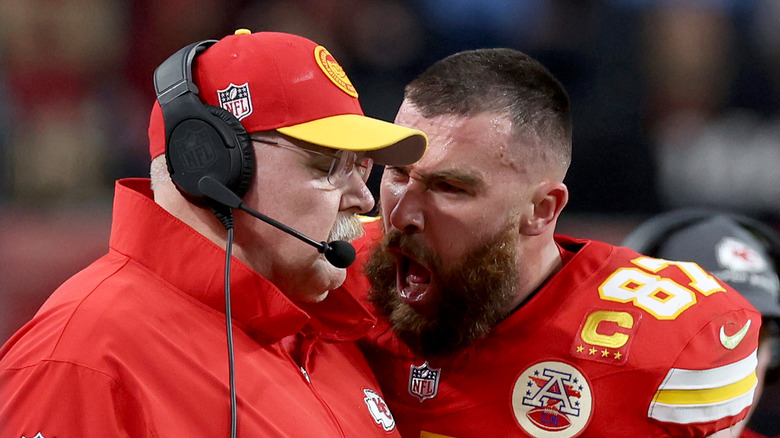 Travis Kelce yelling at Andy Reid