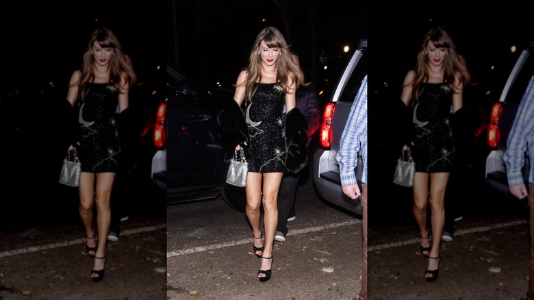 Taylor Swift walking with her head down