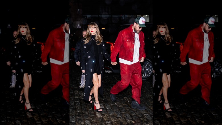 Taylor Swift and Travis Kelce holding hands