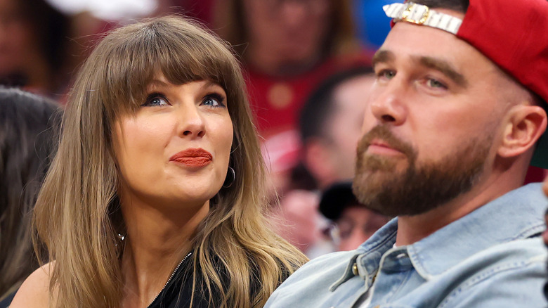 Taylor Swift and Travis Kelce at an NBA game