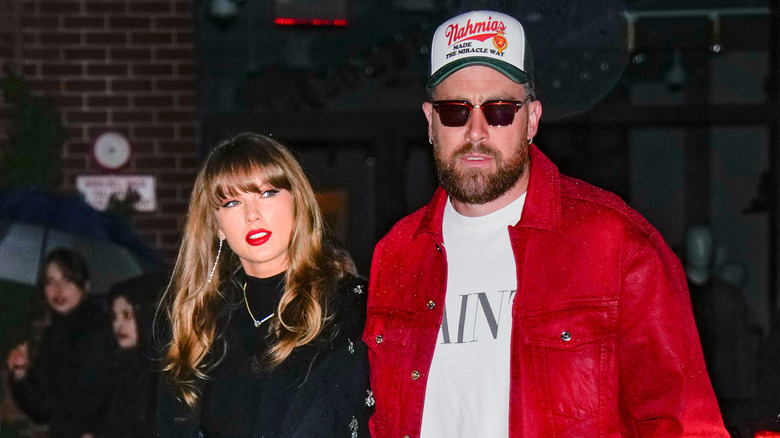 Up-close photo of Taylor Swift and Travis Kelce in New York City in December 2024.