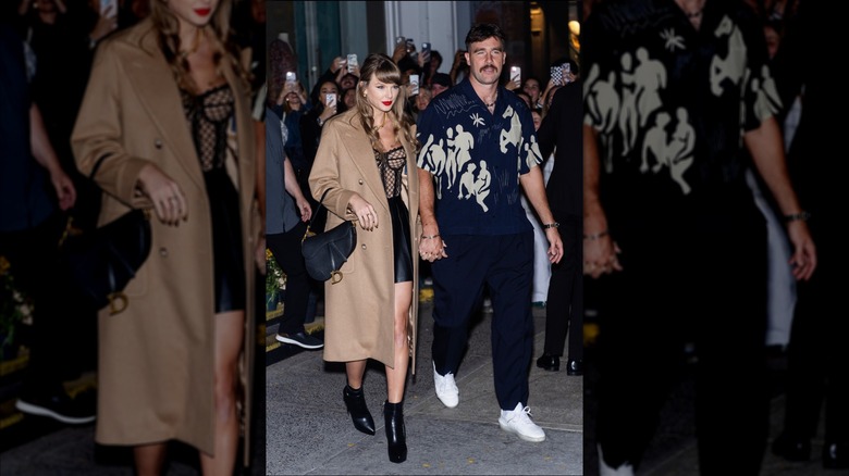 Taylor Swift and Travis Kelce holding hands in SoHo in October 2024.