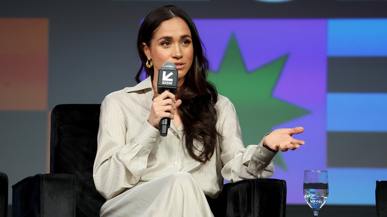 Meghan, Duchess of Sussex speaking onstage during the Breaking Barriers, Shaping Narratives: How Women Lead On and Off the Screen panel during the 2024 SXSW Conference