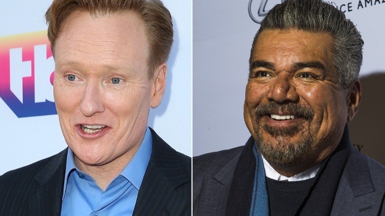 Conan O'Brien laughing, George Lopez smiling