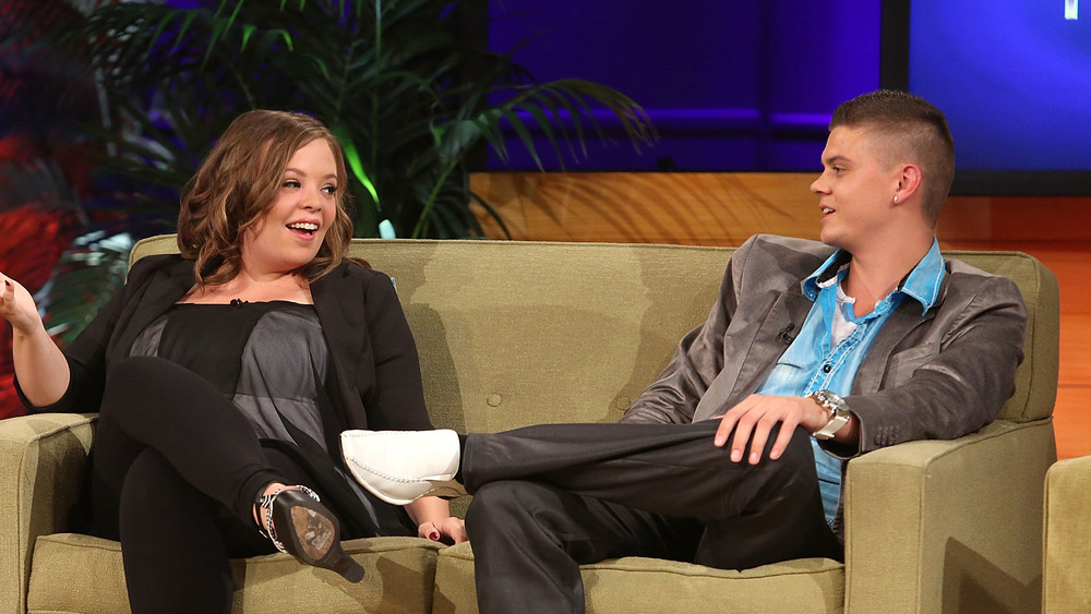 Catelynn Lowell and Tyler Baltierra on a talk show