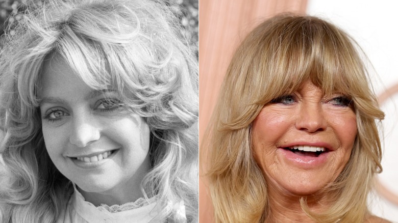 Side by side of young and more current Goldie Hawn