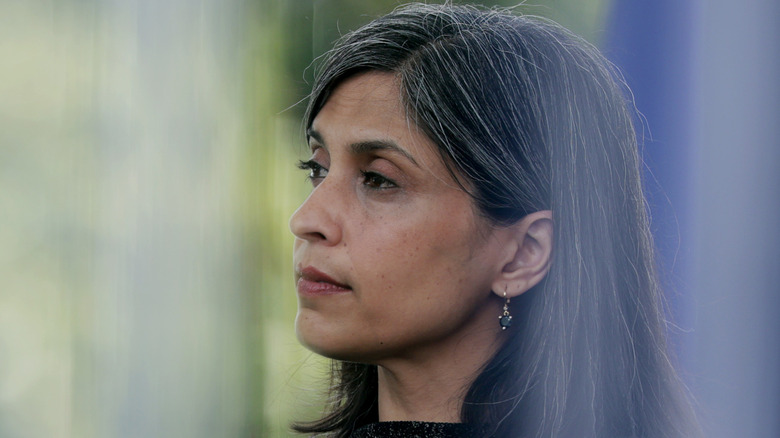 Usha Vance seated and listening